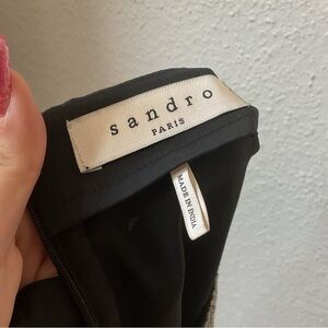 Black sandro long sleeves silver sparkly shirt/blouse